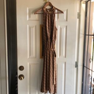 Worthington Sleeveless Geometric Midi A-Line Halter Dress